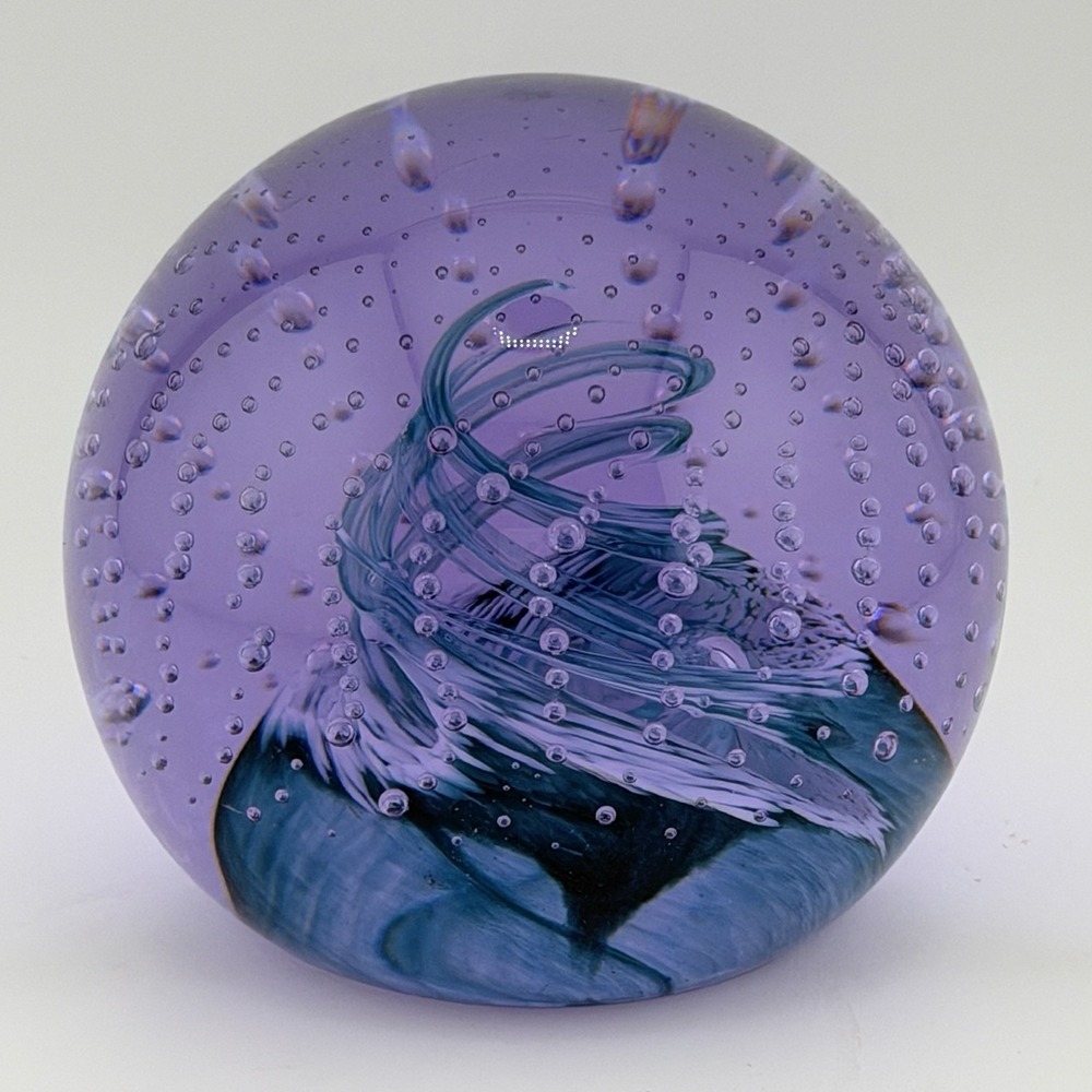 Caithness Cauldron Bubble Purple Blue Art Glass Paperweight Scotland 3 in - Picture 1 of 7